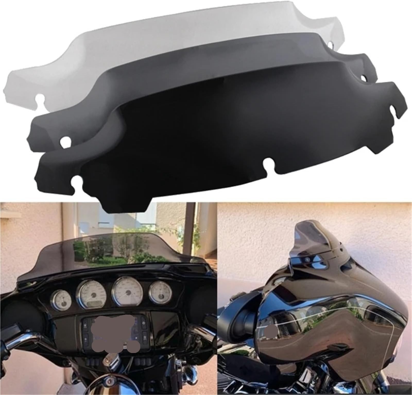 Parabrezza Per Moto Spoiler Pannello Piastra Di Ventilazione Deflettori Per Electra Street Carenatura Superiore Da 4,5'' Regolabile Parabrezza(Chiaro)