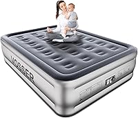 Vista 13 de Colchón de aire individual con bomba integrada, colchón inflable elevado de 18 pulgadas, colchón inflable en 2 minutos, colchón de aire individual