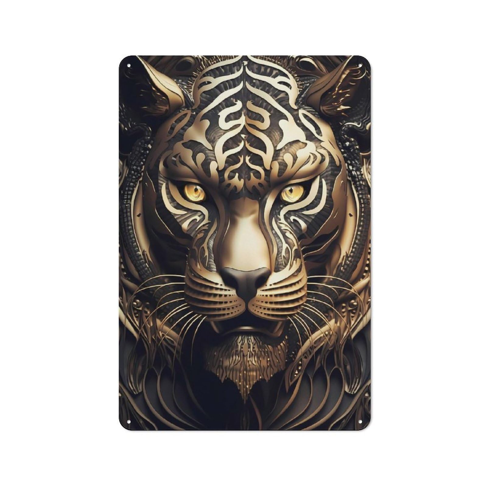 Junmoney Style-24 The Golden Tiger Lord Vintage Tin Sign 30X20cm, Vintage Diner Style Decor For Kitchen, Cafe, Pantry Or Dining Room