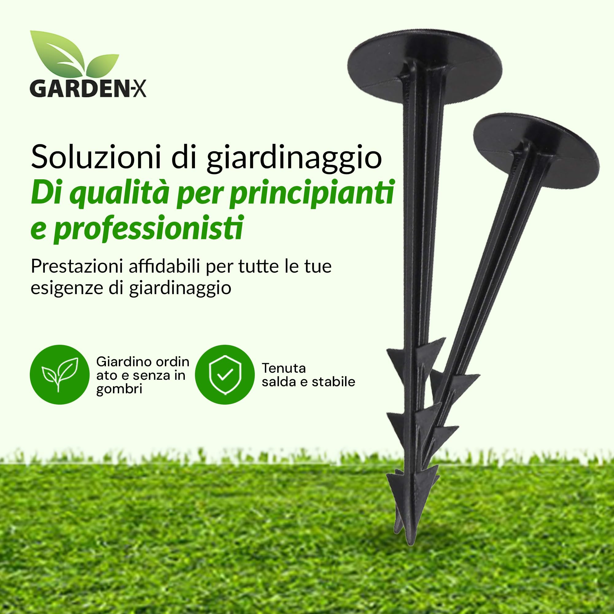 GARDENIX 100 pezzi TerraPEG, ancoraggio da per giardino per tessuto, Extra Forte