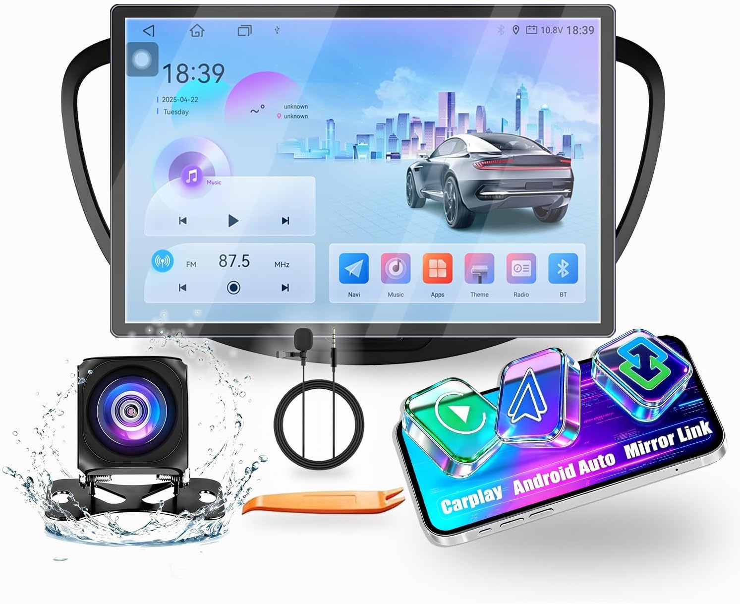 for Hyundai I10 2008-2012 Car CarPlay Android Auto Navigation Stereo GPS Radio Reverse Camera Display 13.1" QLED Touchscreen Headunit Tablet Pad Media Player, if Applicable Octa Core 6G+128G