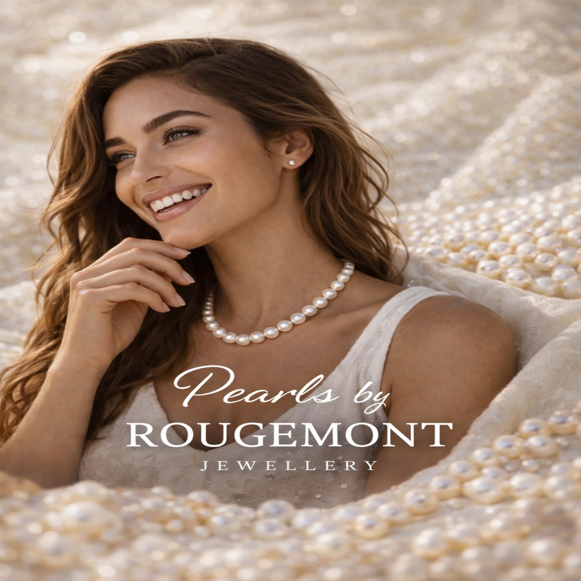 ROUGEMONT Jewellery Perlen-Creolen mit Zirkonia, Wasserfest & Hypoallergen, Verfügbar in Gold-Roségold-Silber, Mit Geschenkverpackung