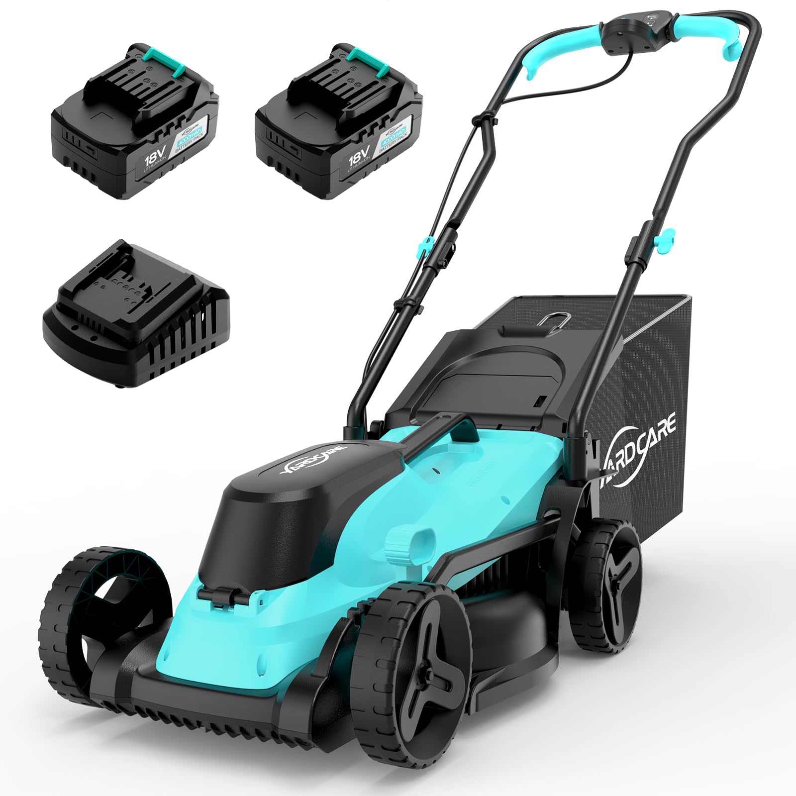 (2025 New) YARDCARE 36V Brushless Cordless Lawn Mower with 2X4.0Ah Batteries, LED Display Screen, Electric Lawnmower with 5-Position Height Adjustment, 8 Gallon Grass Bag, Charger