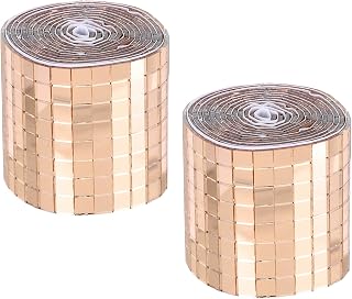 MECCANIXITY Self Adhesive Glass Mirror Mosaic Tiles 3200 Pcs 5 x 5 mm Disco Tiles for Craft Decoration Glass Mirror Disco Ball Rose Gold 2 Pcs