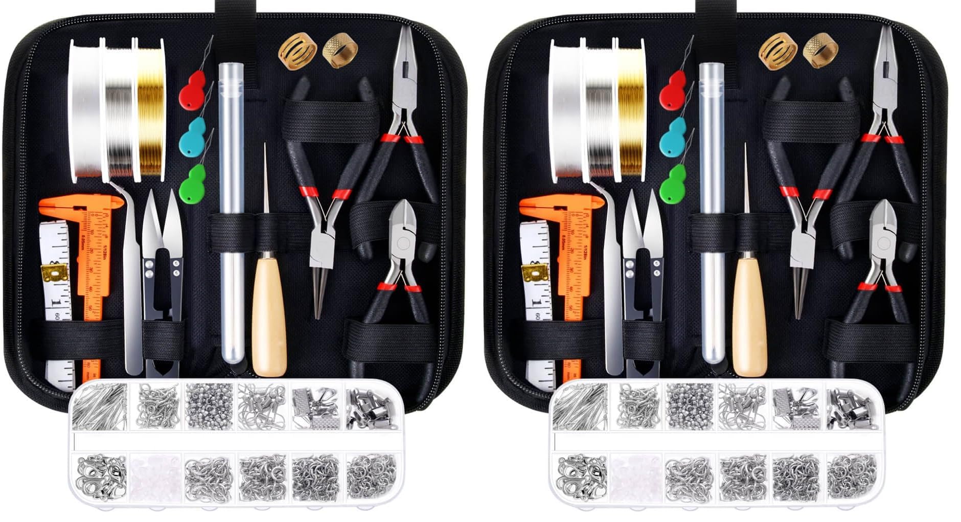 PAXCOO Jewelry Making Supplies Kit with Tools, Wires, Findings for Jewelry Repair and Beading (Pack of 2)