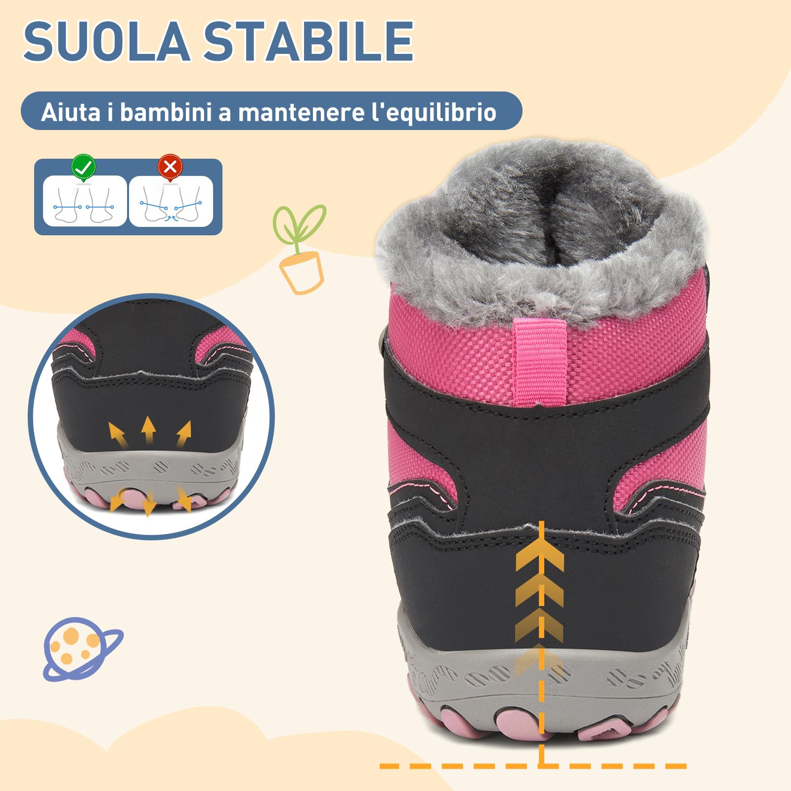 Mishansha Scarpe Invernali Bambini Antiscivolo Stivaletti Neve Bambina Caldo da Trekking Bambino 24-38 EU