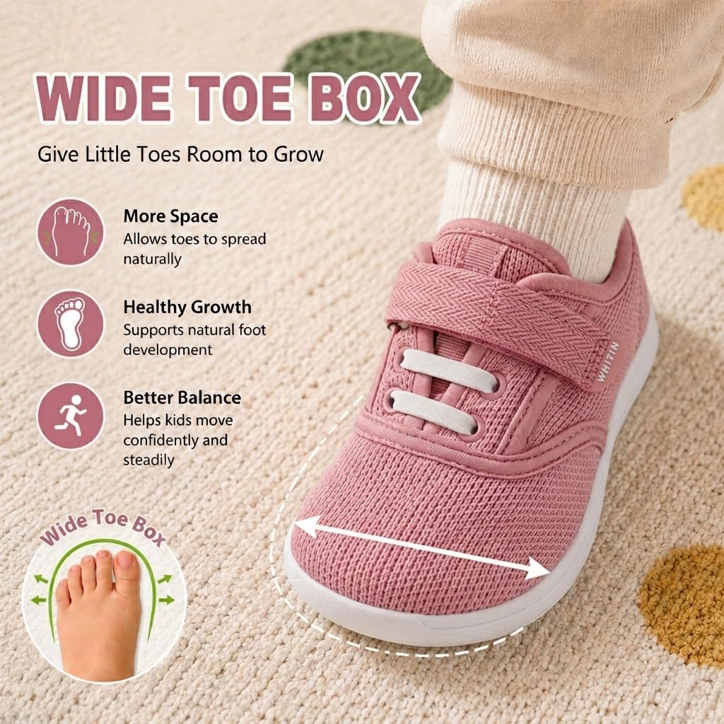 WHITIN Toddler/Little Kids Wide Toe Box Barefoot Shoes + Minimalist Sneakers for Boys Girls + Zero Drop Sole