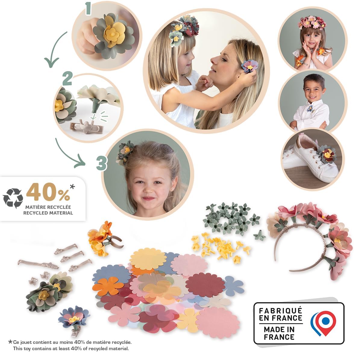 Smoby Créa Flower Jewellery Box Refill – Many Additional Accessories – Ages 3 and Up – Made in France