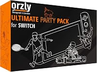 Orzly Nintendo Switch Parti Kiegészítő Szett Kontroller Grip-ekkel, Verseny Kormányokkal, Tánc Csuklópántokkal és Tenisz Ütőkkel - 16 Parti  2