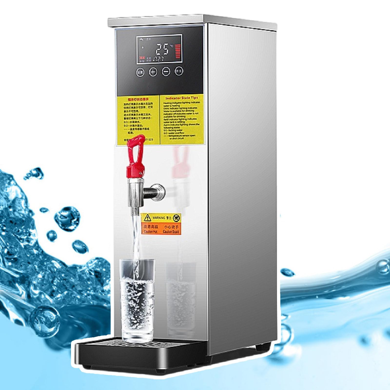 Caldaia ad Acqua Commerciale,Macchina Automatica per l'acqua bollente,Caldaia ad Acqua 25l/40l/50l,Ebollizione Rapida dell'Acqua in 20 Minuti,Controllo della Temperatura 40-100°C (Silver 25l)