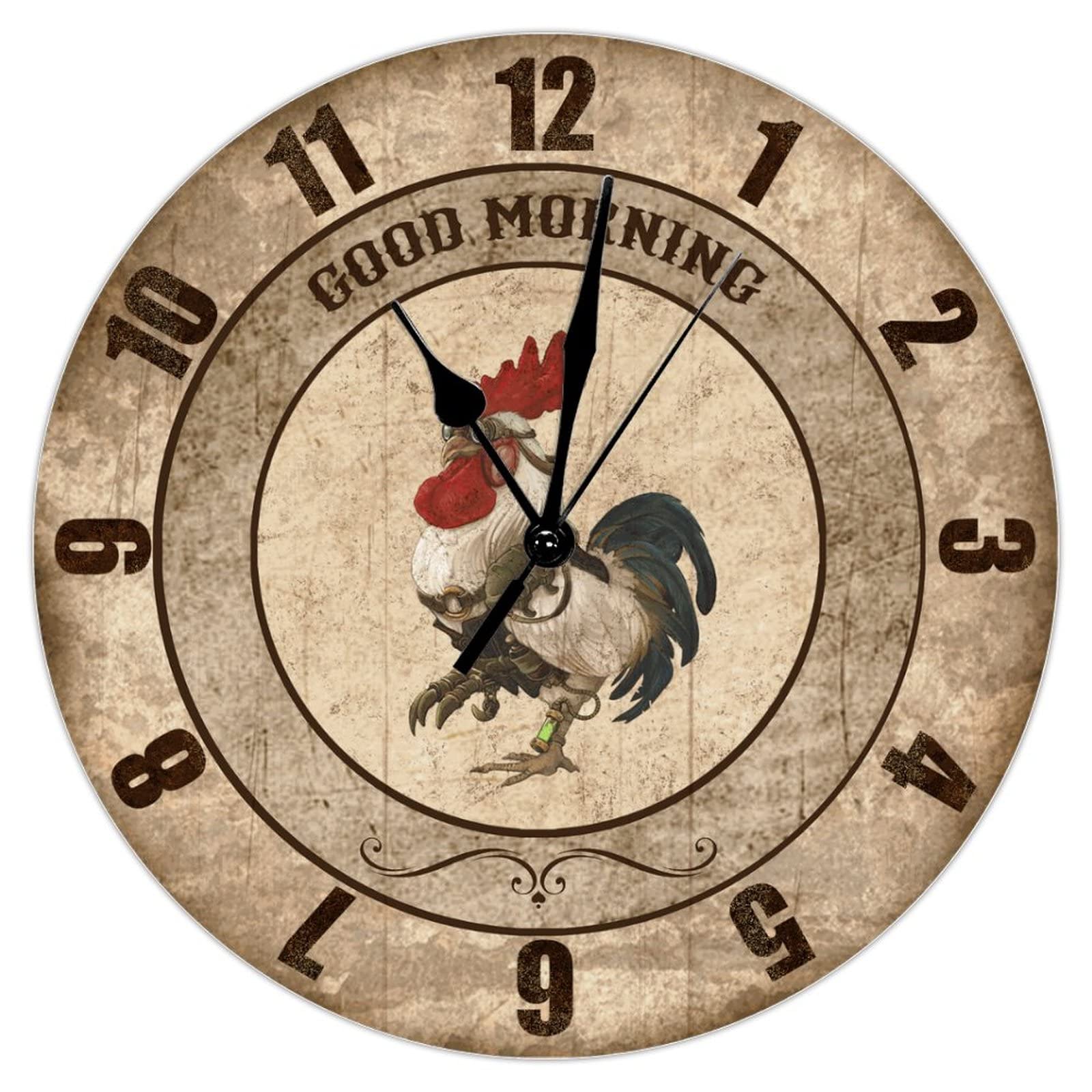 Horloge murale rustique en bois coq pour décorer votre cuisine champêtre