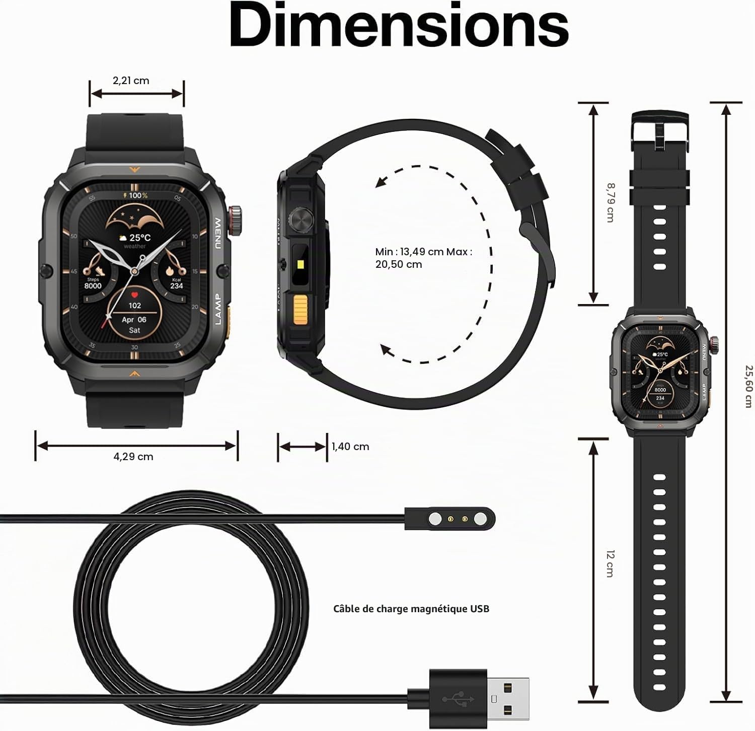 AGM Legion 3 Montre Connectée Militaire Écran AMOLED 5ATM, Appels Bluetooth | Écran AMOLED 1,95", MIL-STD-810H, 5ATM, Lampe LED, Appels Bluetooth, Montre Homme Chantier