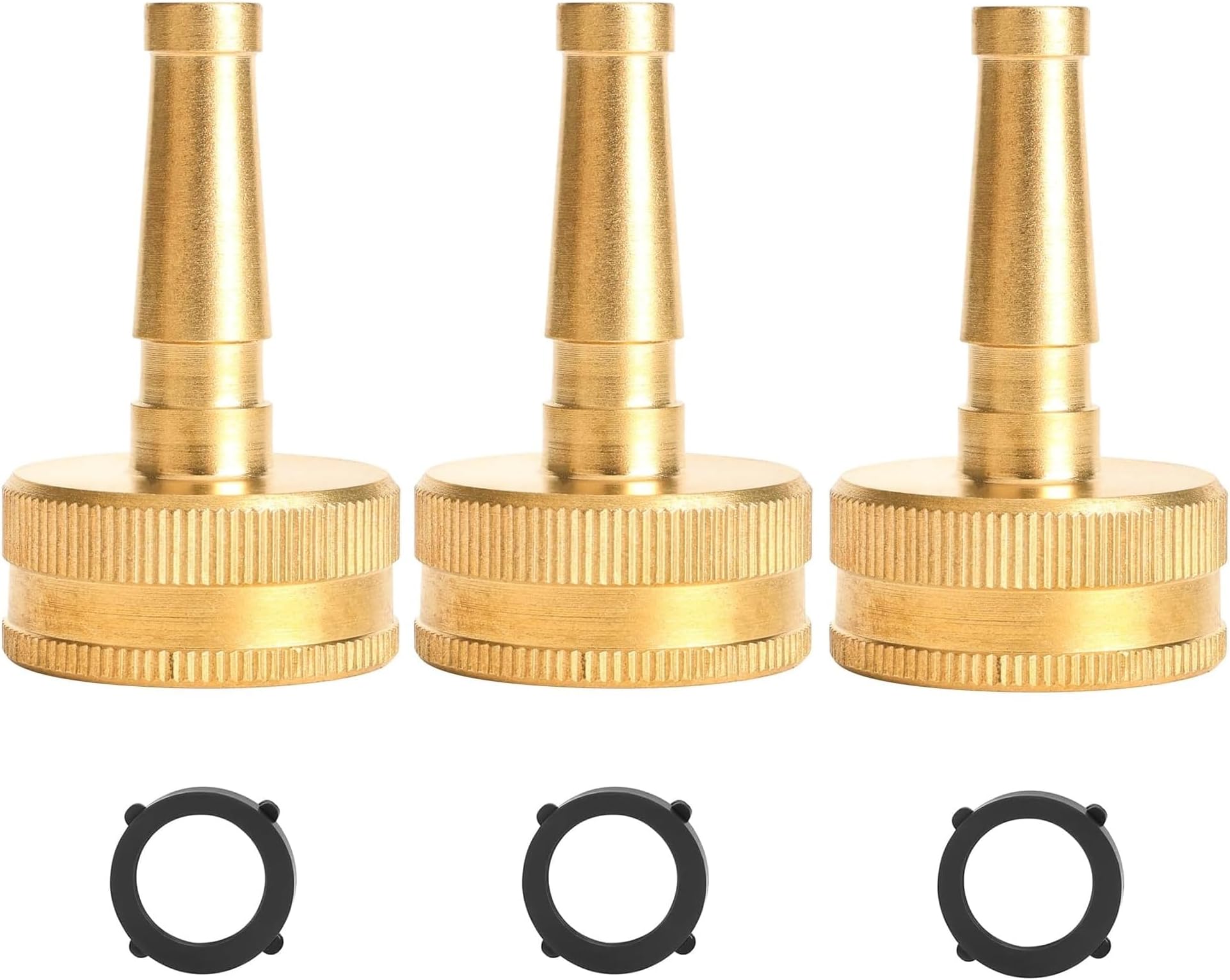 3 Pack Solid Brass Garden Hose Nozzle – Heavy Duty Jet Sweeper Nozzle with Rubber Washers, High Pressure Hose Spray Nozzle for Cleaning, Car Wash, Patio, Deck, Driveway