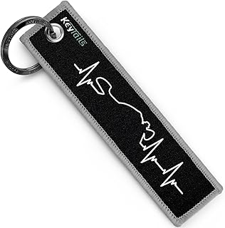 KEYTAILS Keychains, Premium Quality Key Tag for Motorcycle, Car, Scooter, ATV, UTV [Custom, Cafe Racer - Heartbeat]