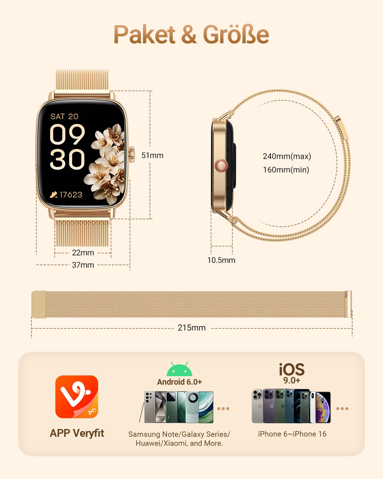 Smartwatch Damen Herren mit Telefonfunktion, 1,85" Fitnessuhr Smart Watch, 100+ Sportmodi Fitness Tracker mit Herzfrequenz/SpO2/Schlaf Monitor Schrittzähler, IP68 Wasserdicht Sportuhr für iOS Android