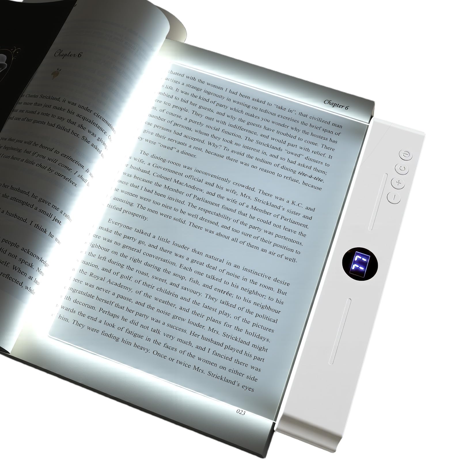 Smart Flat Book Light, Reading Book Lamp, Rechargeable LED Clear Full Page Reading Light with 3 Colors & Timer, Dimmable Clear Flat Reading Light, Student Reading Book Light for Readers (White)