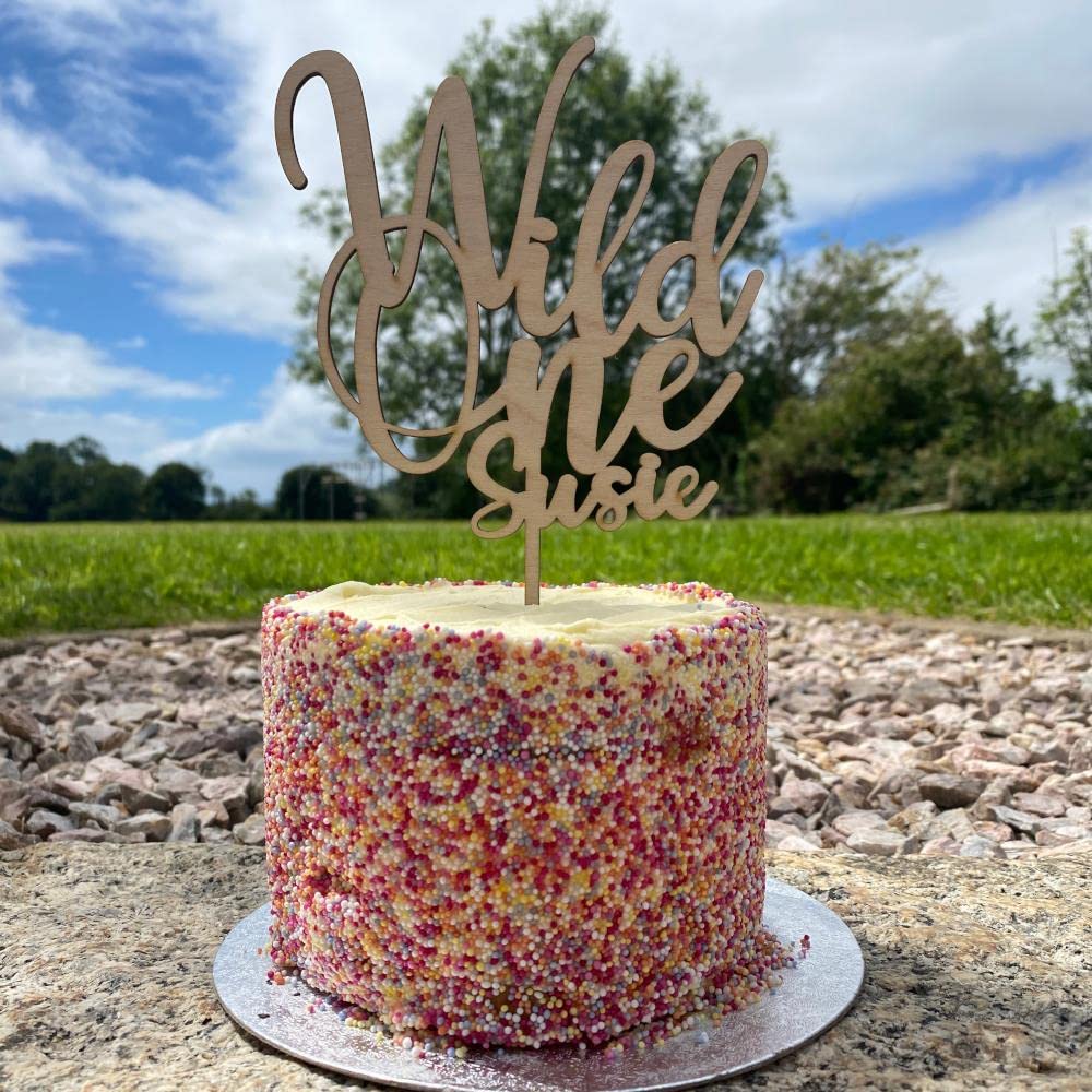 Wooden Wild One Personalised Cake Topper, 1st Birthday Party Cake, 1st Anniversary Cake Decoration, 1st Birthday Cake, Food Decoration