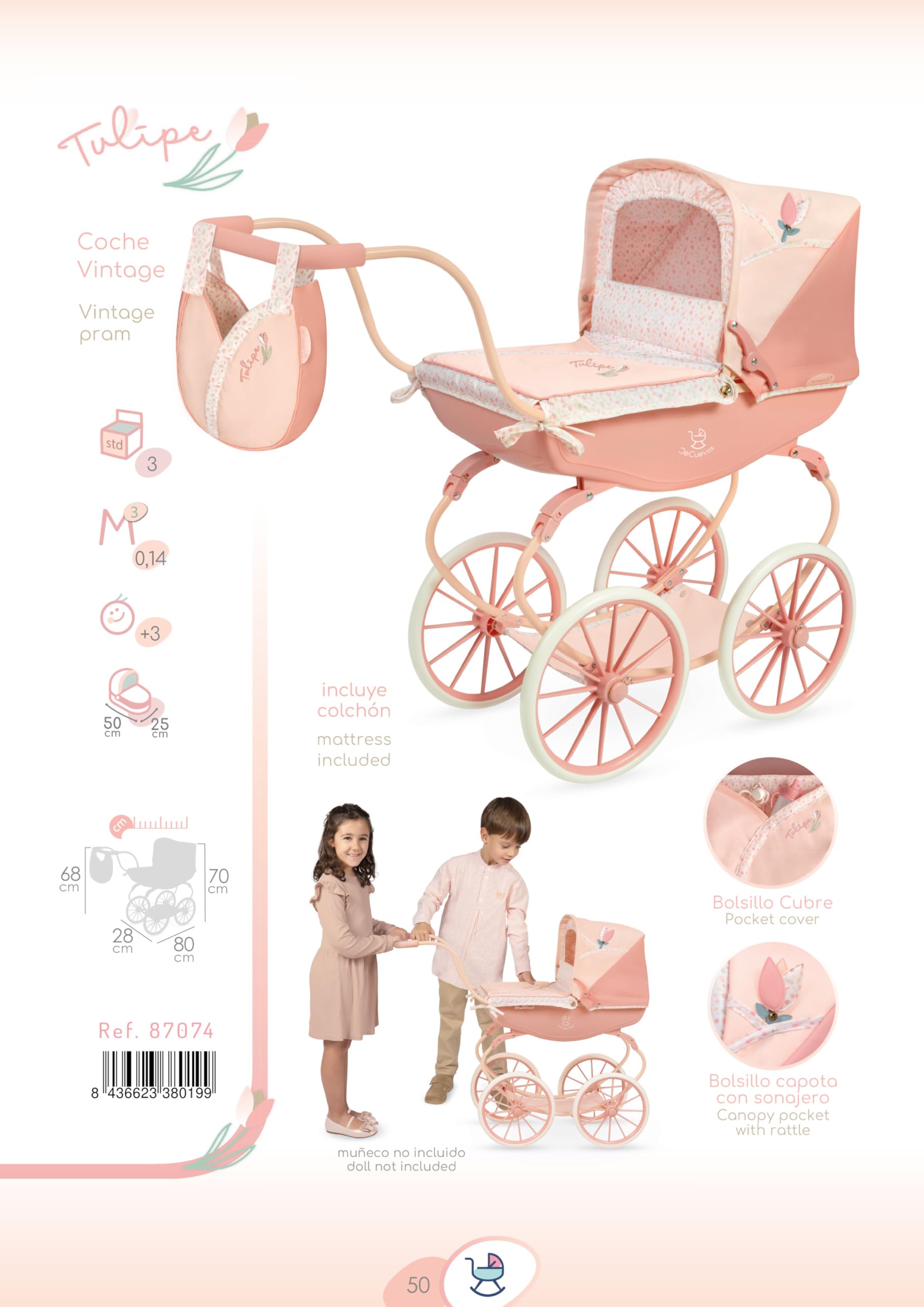 Carro de Muñecas Tulipe Vintage DeCuevas 87074