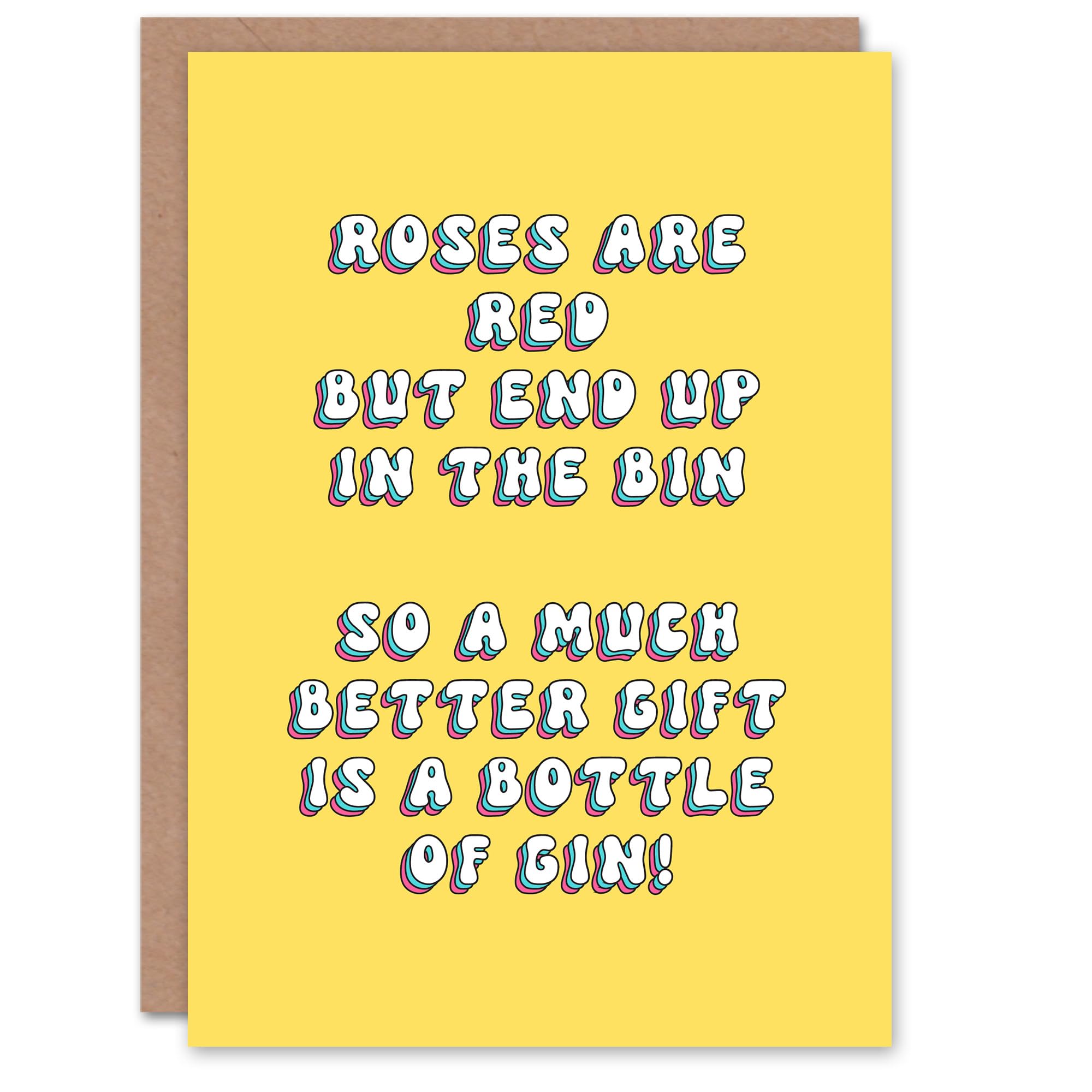 Artery8 Greeting Card Gin Bottle Better Than Roses Funny Poem For Her Gran Sister Niece Daughter Wife Woman Birthday Card