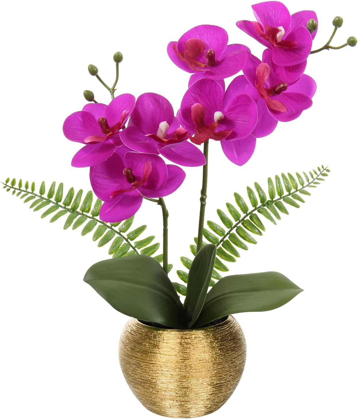 Briful Artificial Flowers Like Real Orchids Artificial Flowers Decorative Artificial Plant Phalaenopsis in Gold Pot Spring Flowers for Living Room Bathroom Office Decoration
