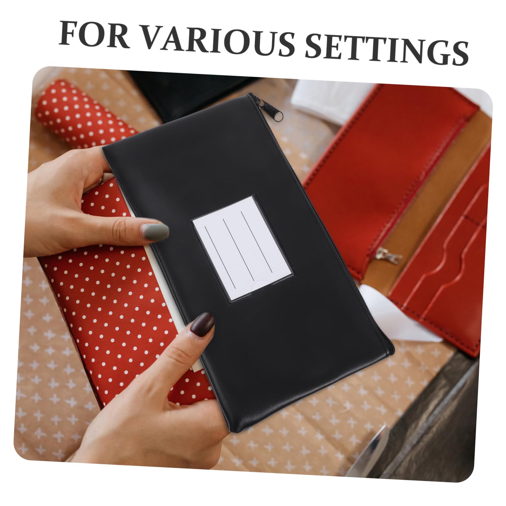 Happyyami Geldtaschen Banktasche A5 mit Reißverschluss Pu Material 6 Stück für Bank und Reise Sichere Aufbewahrung für Bargeld und Belege