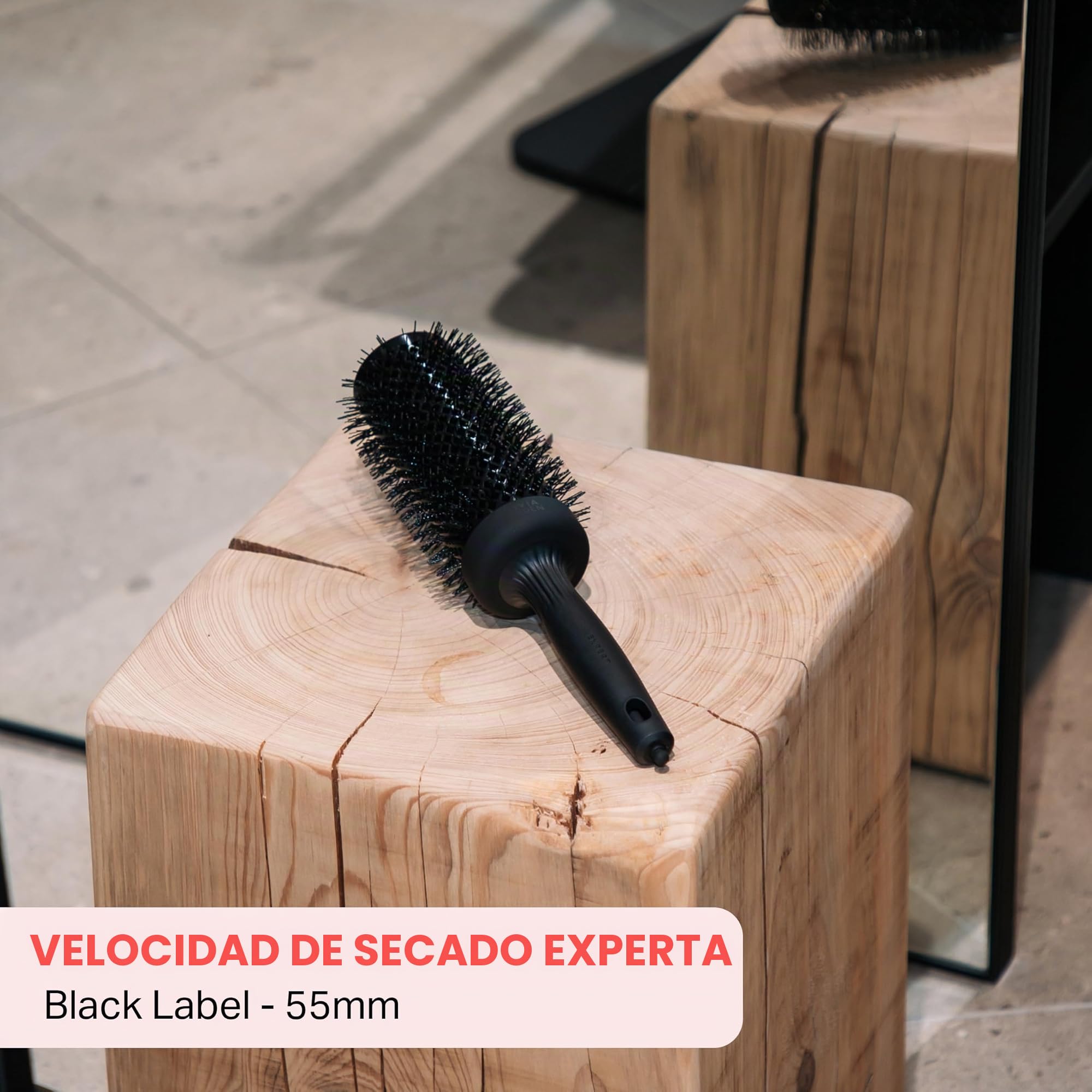 Olivia Garden Expert Blowout Speed Black Label – Negro mate - 55 - Cepillo redondo de cerámica con cuerpo extra largo para secados un 25% más rápidos