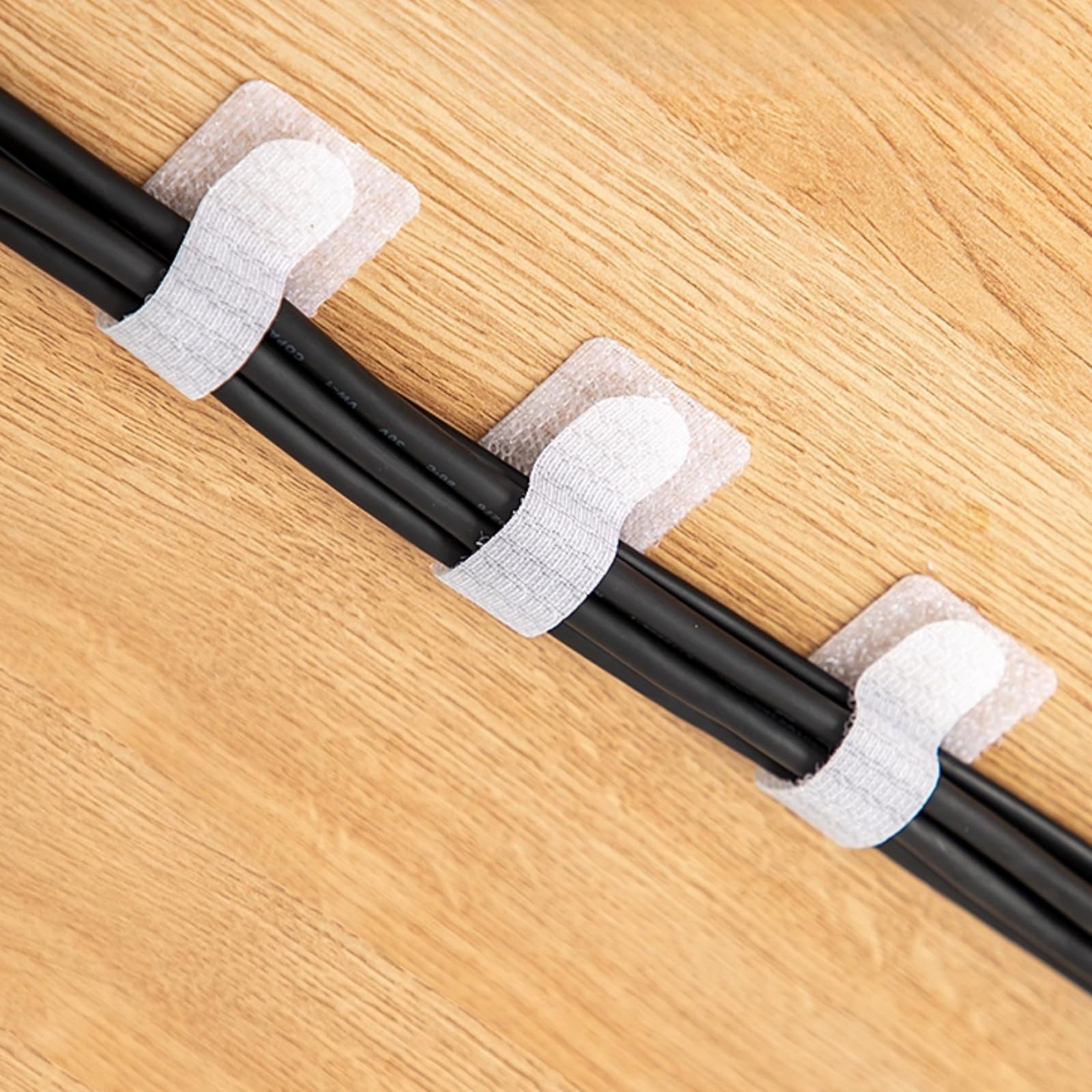 100 Pcs Hook and Loop Cable Straps,Self Adhesive Hook and Loop Cable Ties,Adjustable Cord Organizers for Desk,Reusable Wire Organizers for Cords,Cord Organizer (White)