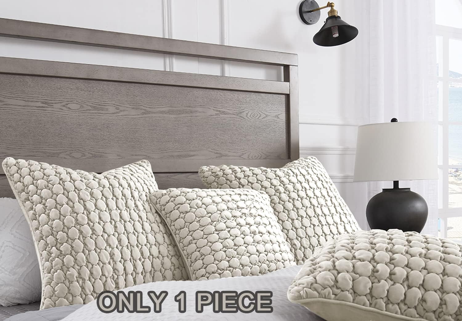 Pillow Cover 24x24 1 Piece Velvet Euro Sham Decorative Farmhouse Pillowcase Boho Square Cushion Covers Soft Bubble Texture for Couch Sofa Bed Bedroom Car Living Room，Beige Gray