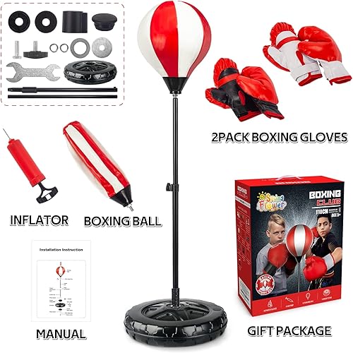 Miniatura 3 de Springflower Saco de boxeo grande para niños que incluye 2 guantes de boxeo, juguetes de boxeo para niños, juegos de bolsas de boxeo con soporte