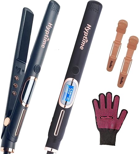 Plancha plana de titanio con pantalla digital para controlar con precisión la temperatura, 1 pulgada para cabellos gruesos y rizados, profesional,