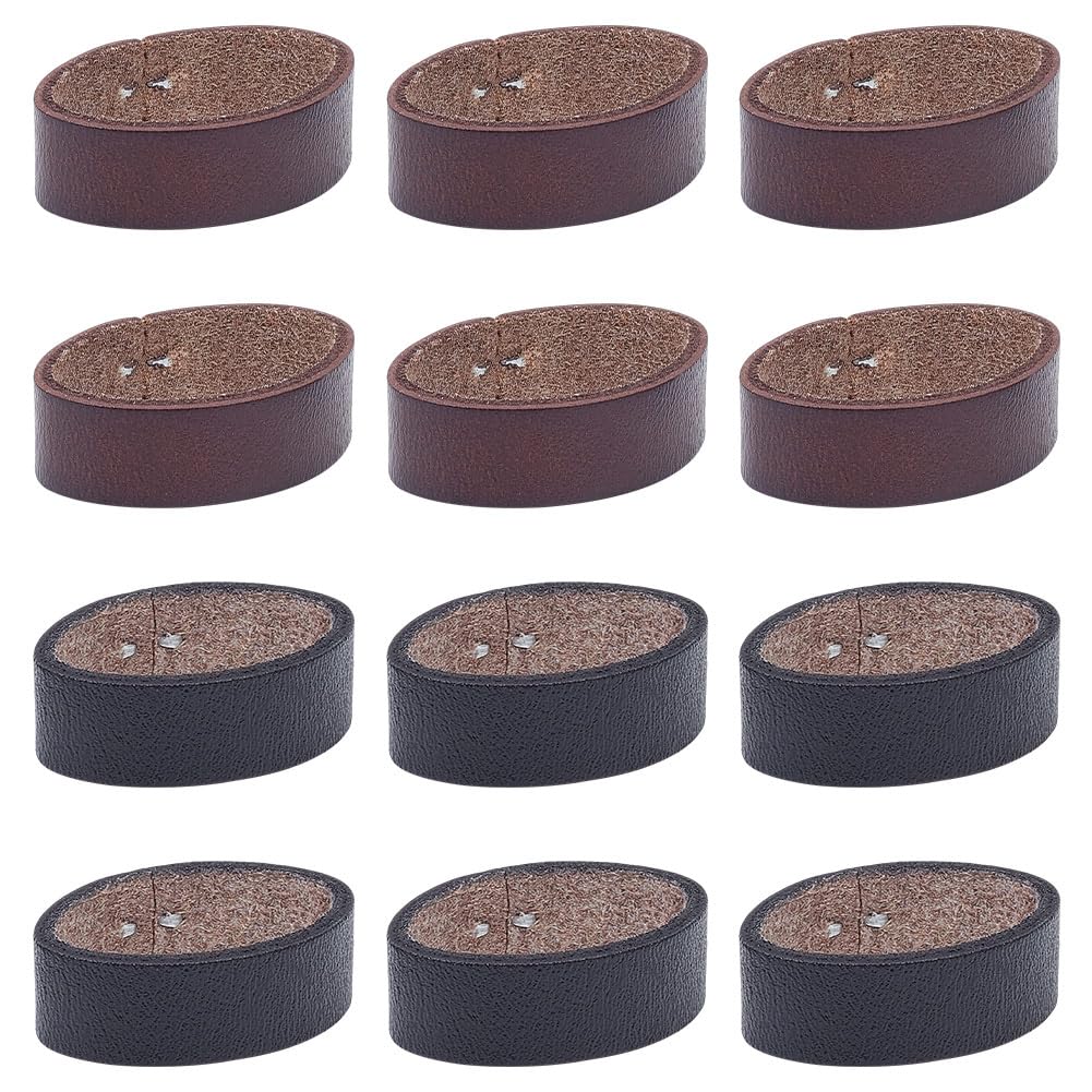 WEBEEDY12pcs Leather Loop Keeper Purse Strap Holder, Black & Brown, Fit 3.1-3.5cm Belt, 1.1cm Thick