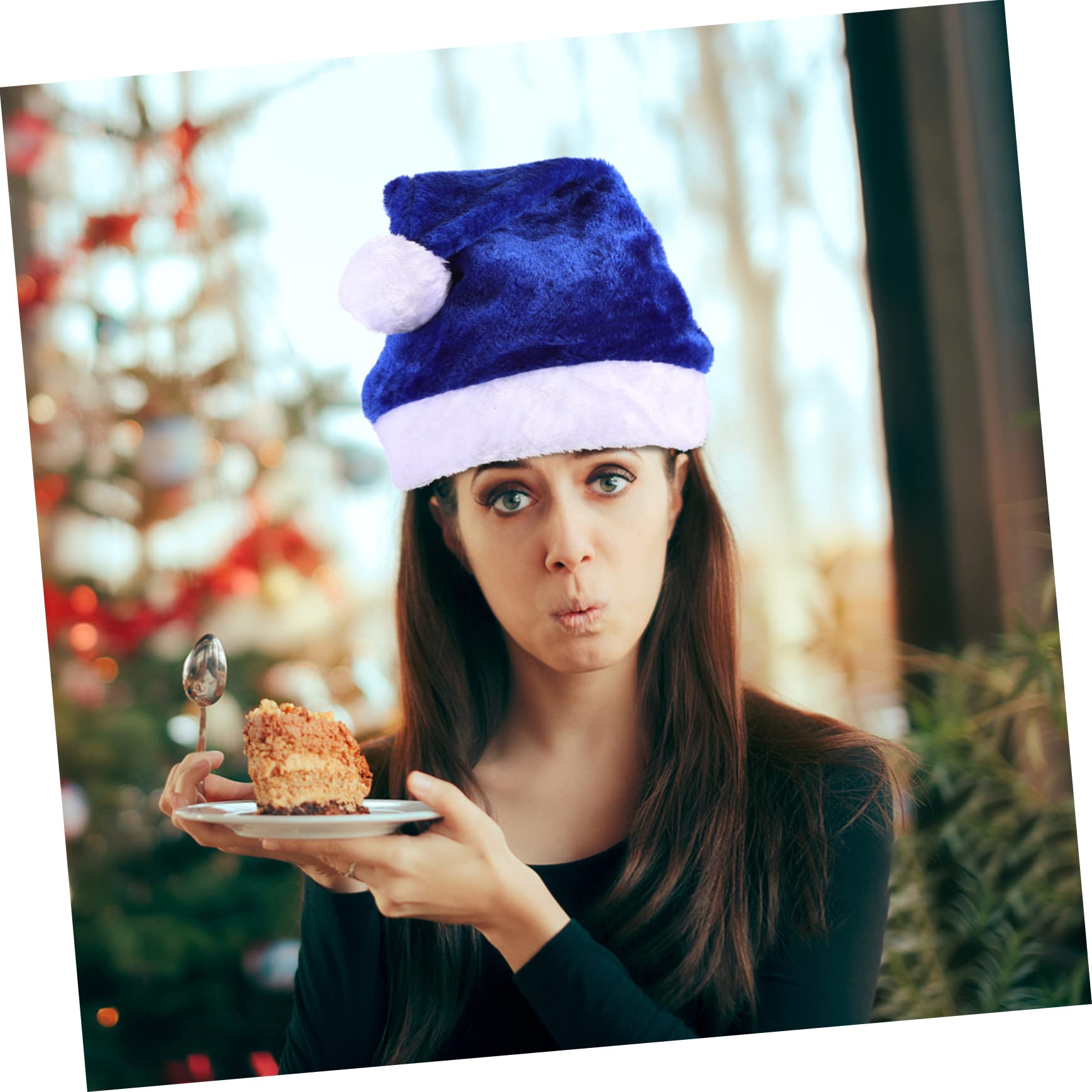 PRETYZOOM 5 Piezas Gorro de Papá Noel de felpa disfraz de navidad suministros de navidad gorros navideños christmas hat para hombres Gorro de Papá Noel de Navidad gorro de santa Blue
