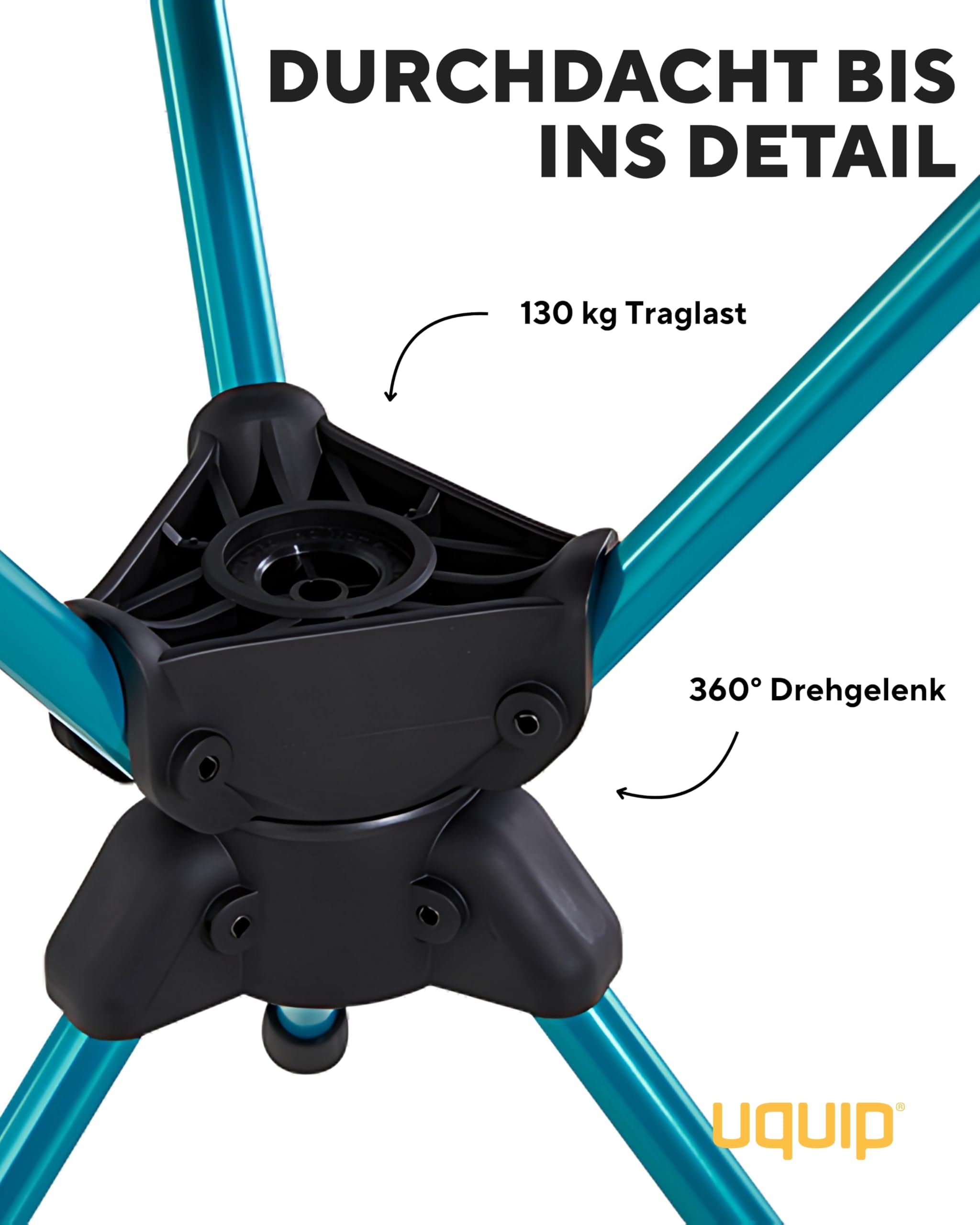 Uquip Dreibeinhocker ThreeSixty Mini Faltbarer Campinghocker 130 kg Traglast 360° Drehgelenk
