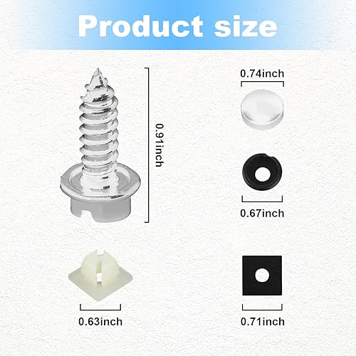 Miniatura 8 de Kit de tornillos para placa de matrícula a prueba de óxido, kit de tornillos de acero inoxidable antirrobo para automóvil, pernos de montaje