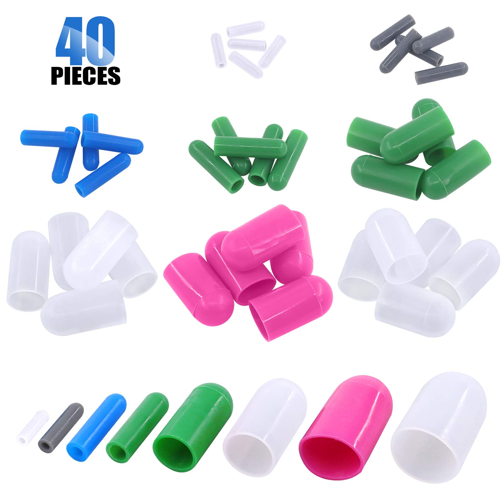 GLARKS40Pcs High Temp Silicone Rubber Protective End Cap Kit for Masking Off Holes During Powder Coating, Painting, Hydro Dipping, Media Blasting (40Pcs)
