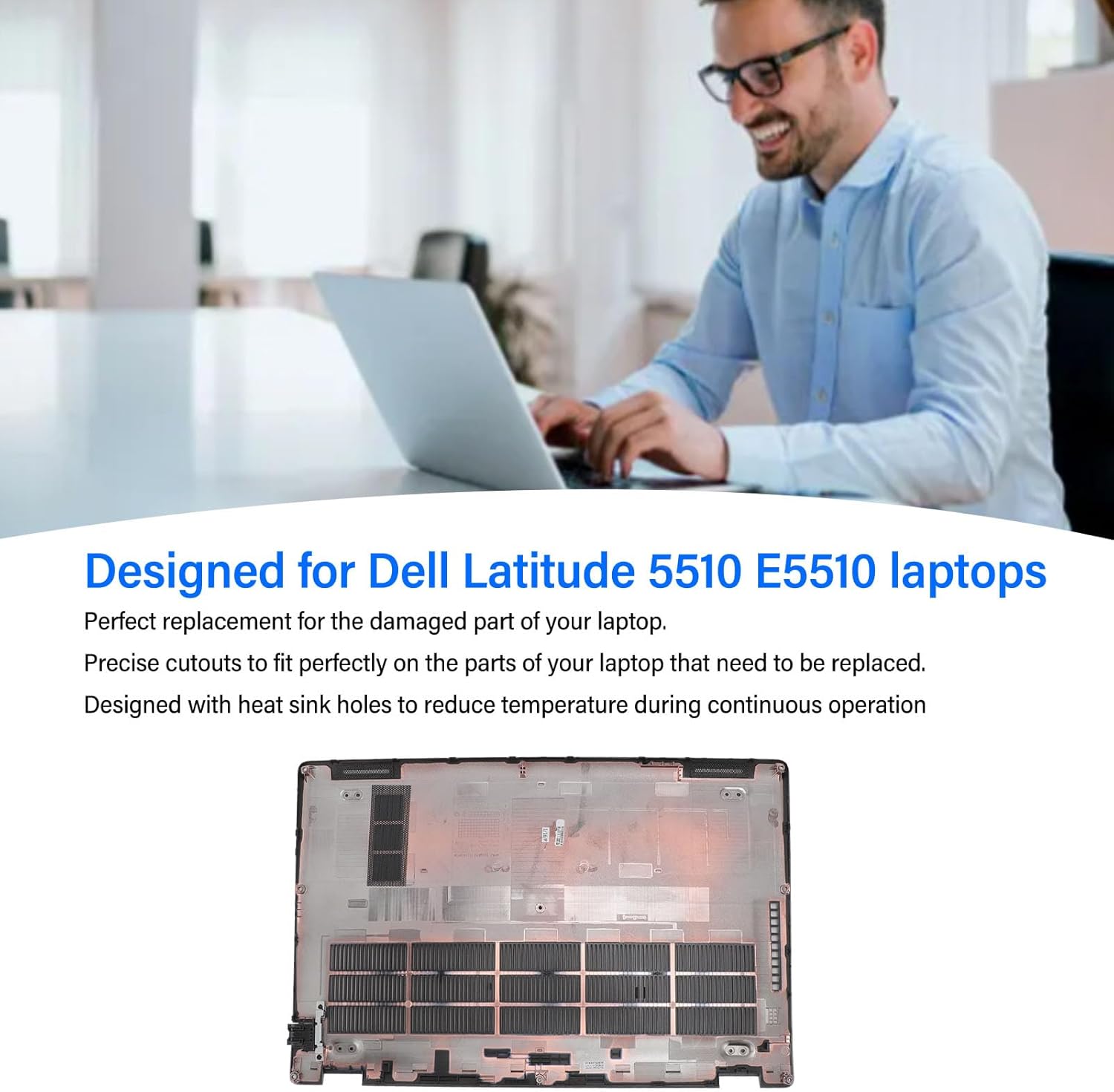 Replacement for Latitude 5510 E5510, Latitude 5510 E5510 Laptop Bottom Efficient Cooling Replacement Bottom Case Base Enclosure Cover for