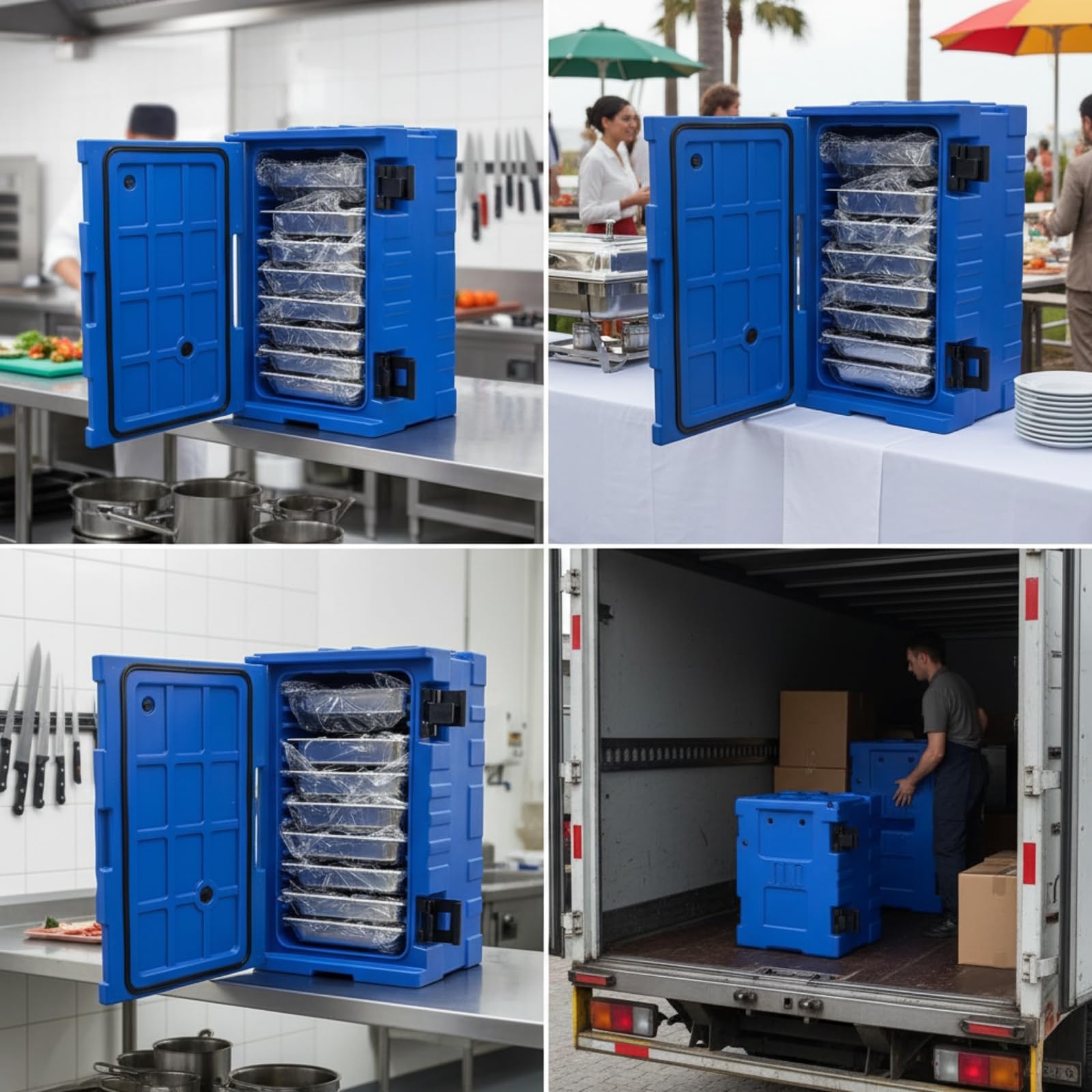 Armario Térmico con Banjas Acero Inoxidable Sellado Contenedor Isotérmico con Banjas Reutilizable Caja Térmica para Cocinas Comerciales