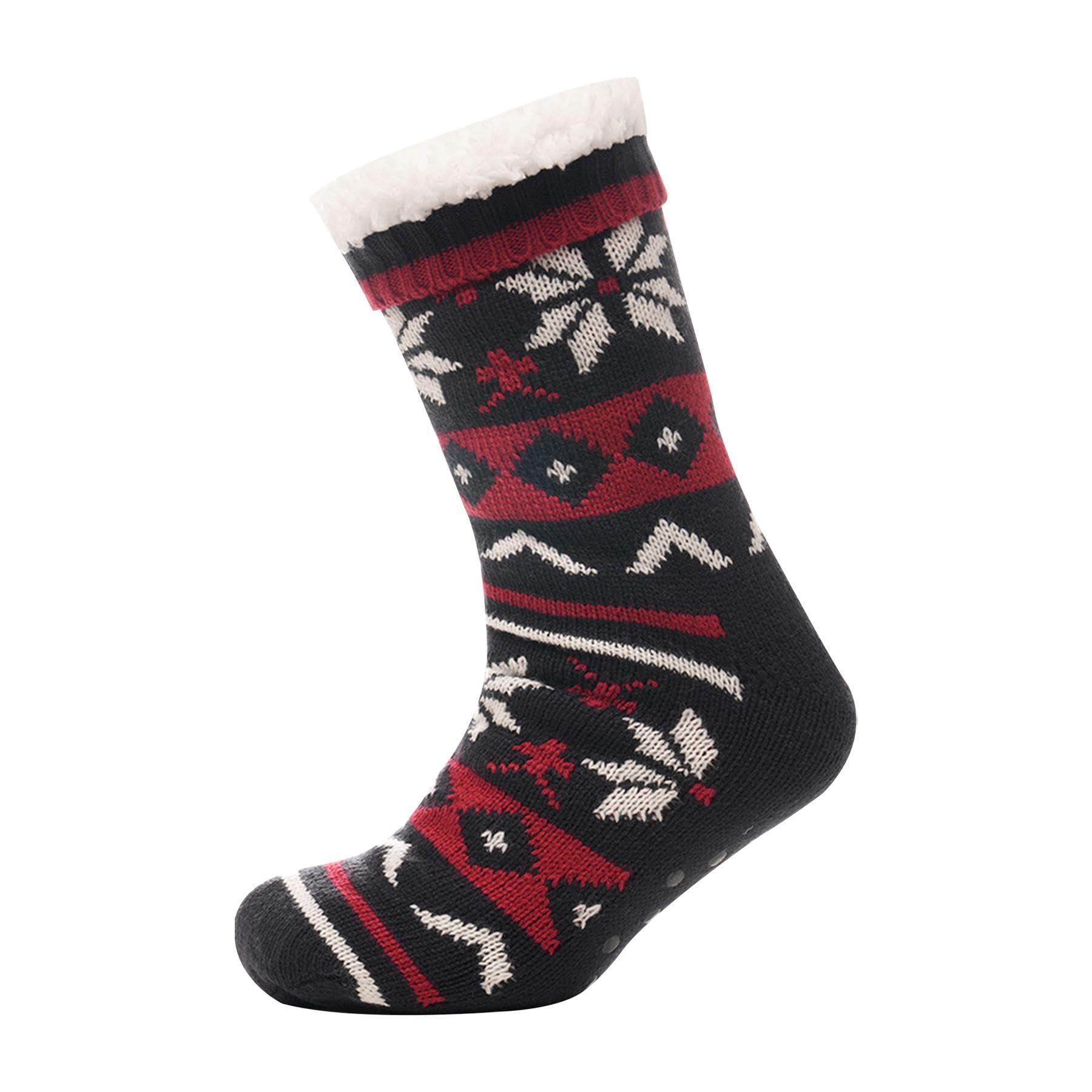 Calcetines pantufla tejidos con estilo fairisle elegante y punto grueso suave 4