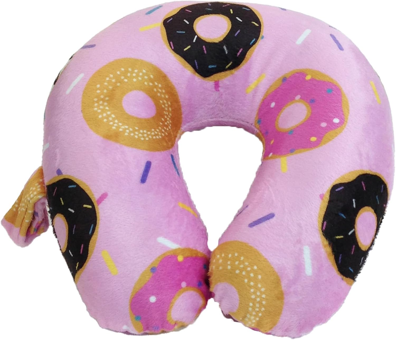 Wolf Essentials Kids Cozy Soft Microfiber Neck Pillow, Compact, Perfect for Plane or Car Travel, Donut Sprinkle