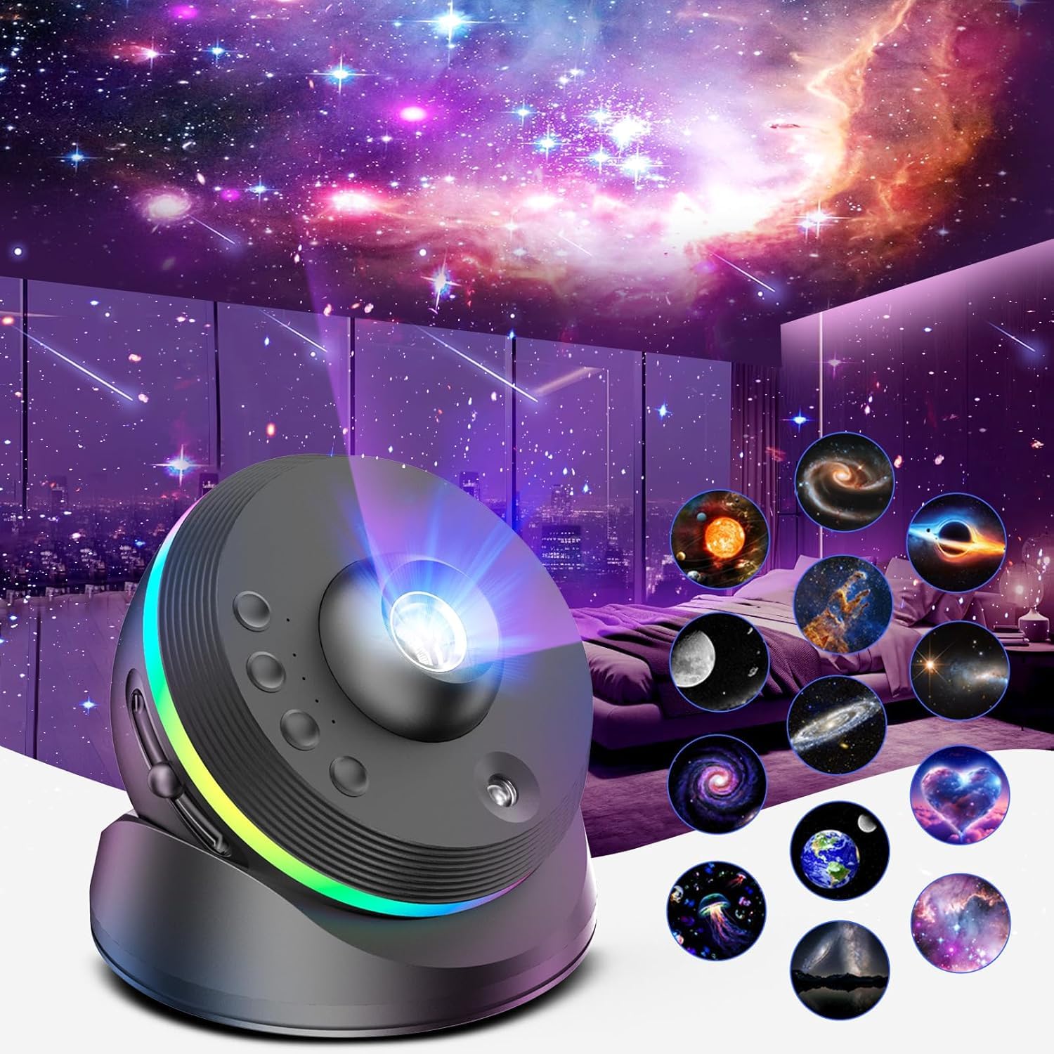Gesto Planetarium Galaxy Projector – 13 Replaceable Discs | 4K HD Star Light Projector with Dynamic Meteors, 360° Rotation, Nebula & Large Projection Night Light for Kids, Adults, Bedroom, Room Decor-image-16