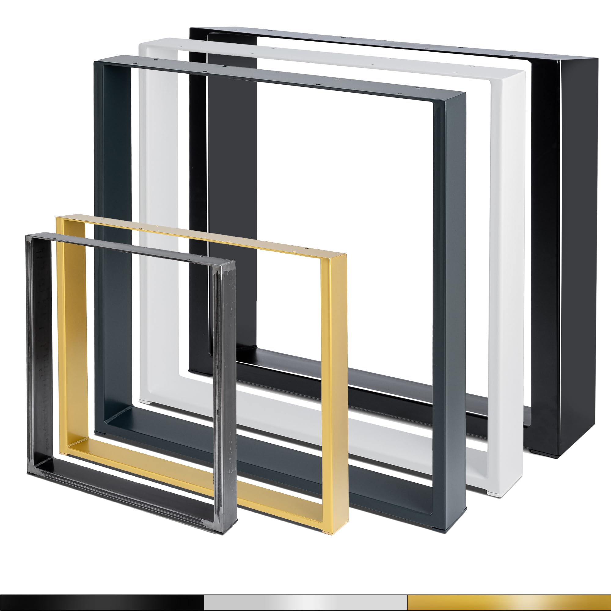 Magnetic Mobel 2 gambe da tavolo in metallo per scrivania, tavolo da pranzo, piedini per mobili, supporto da tavolo (50 x 72 cm, bianco, profilo 6 x 2 cm)