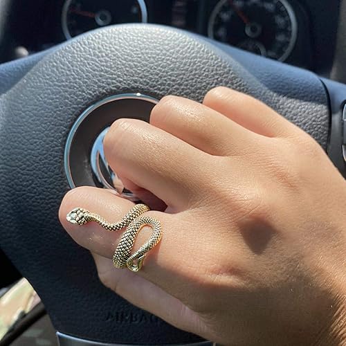Miniatura 4 de sovesi Anillo de serpiente dorado para hombres y mujeres, anillos góticos de serpiente plateados, anillo vintage ajustable para hombres, éboy,