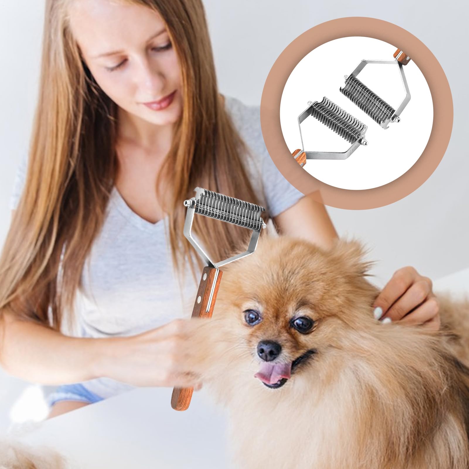 Spazzola Rastrello per Cani Pettine Doppia Faccia per Pulizia degli Animali