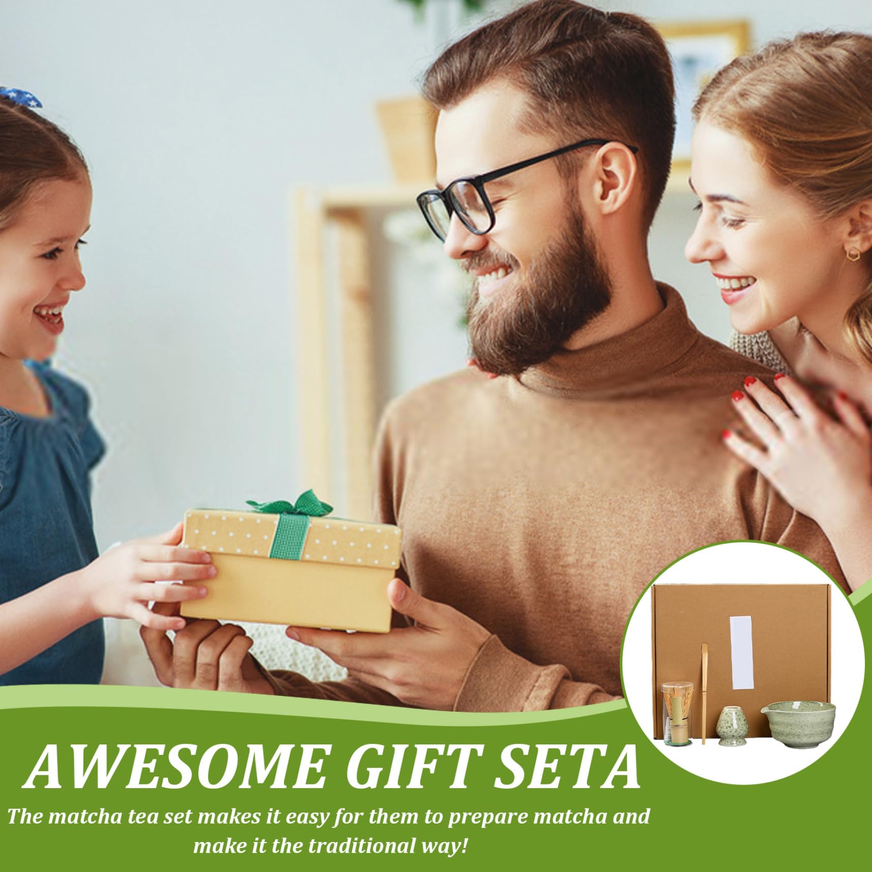Juego de batidor Matcha, juego reutilizable de batidor Matcha de cerámica, elegante kit que incluye cuenco con pico, soporte, bambú y cuchara de bambú para los amantes del té