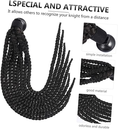 Miniatura 4 de VICASKY 2 piezas casco rastas cola de caballo mujer motocicleta casco cola de caballo para bicicletas casco peluca casco cola de caballo trenza