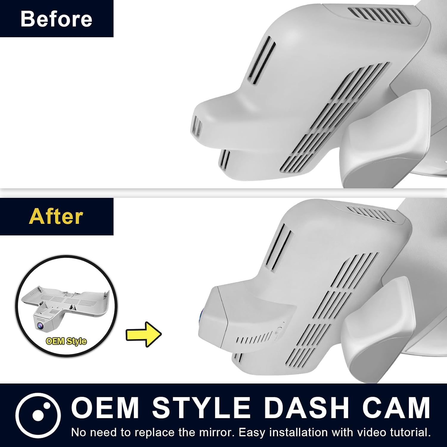 mangoal 4K Dash Cam for Mercedes-Benz C-Class Gen4 W/S/C/A 205 2015-2021(Model D Gray), C200 C250 C300 etc, OEM Look, UHD 2160P, WiFi & APP, Loop Recording, G-Sensor, Easy to Install, 64GB Card