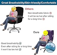Vista 6 de WOMACO Fundas para silla de oficina, fundas elásticas para silla de computadora con fundas para reposabrazos, fundas universales para silla de jefe