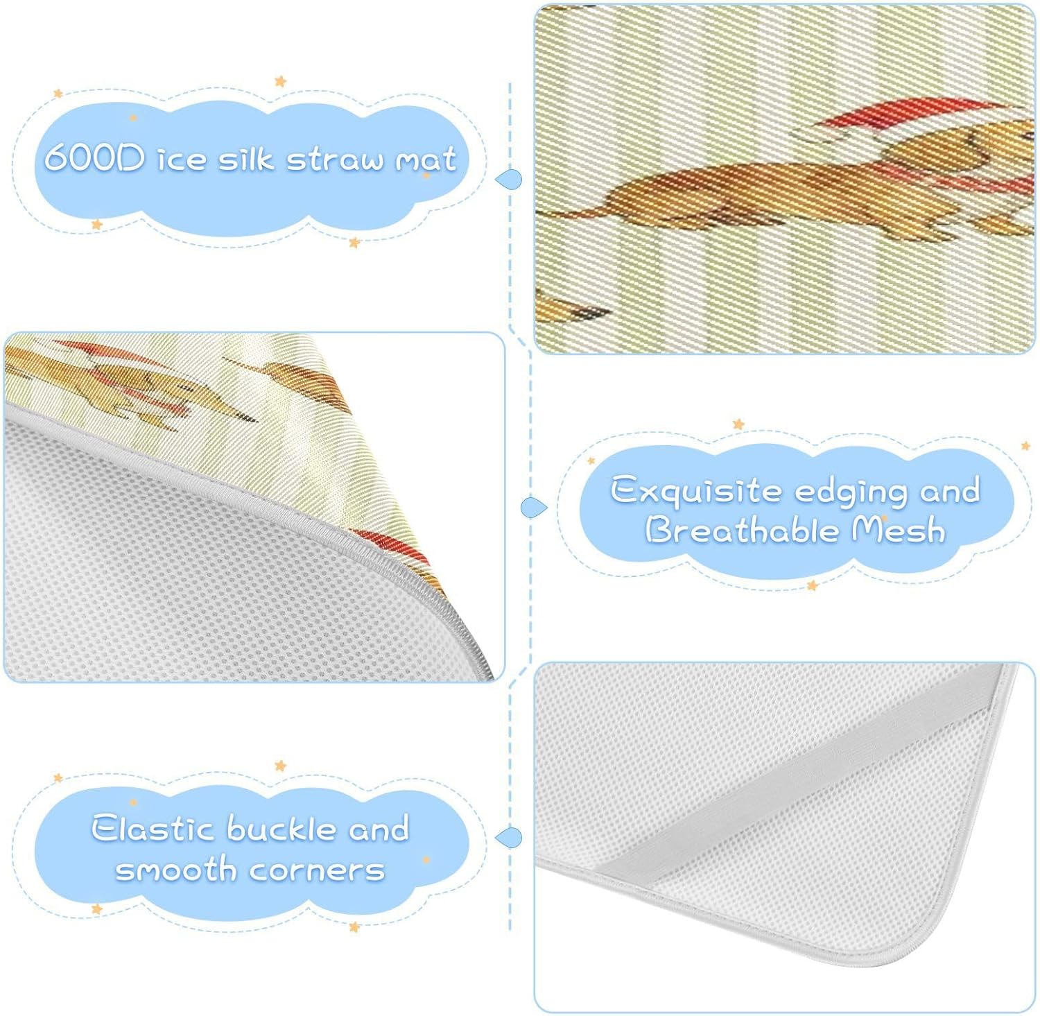 Cooling Baby Fitted Mattress 28" x 52" Absorbent Red Hat Scarf Dog Cute Pads for Bed for Kids, Adult