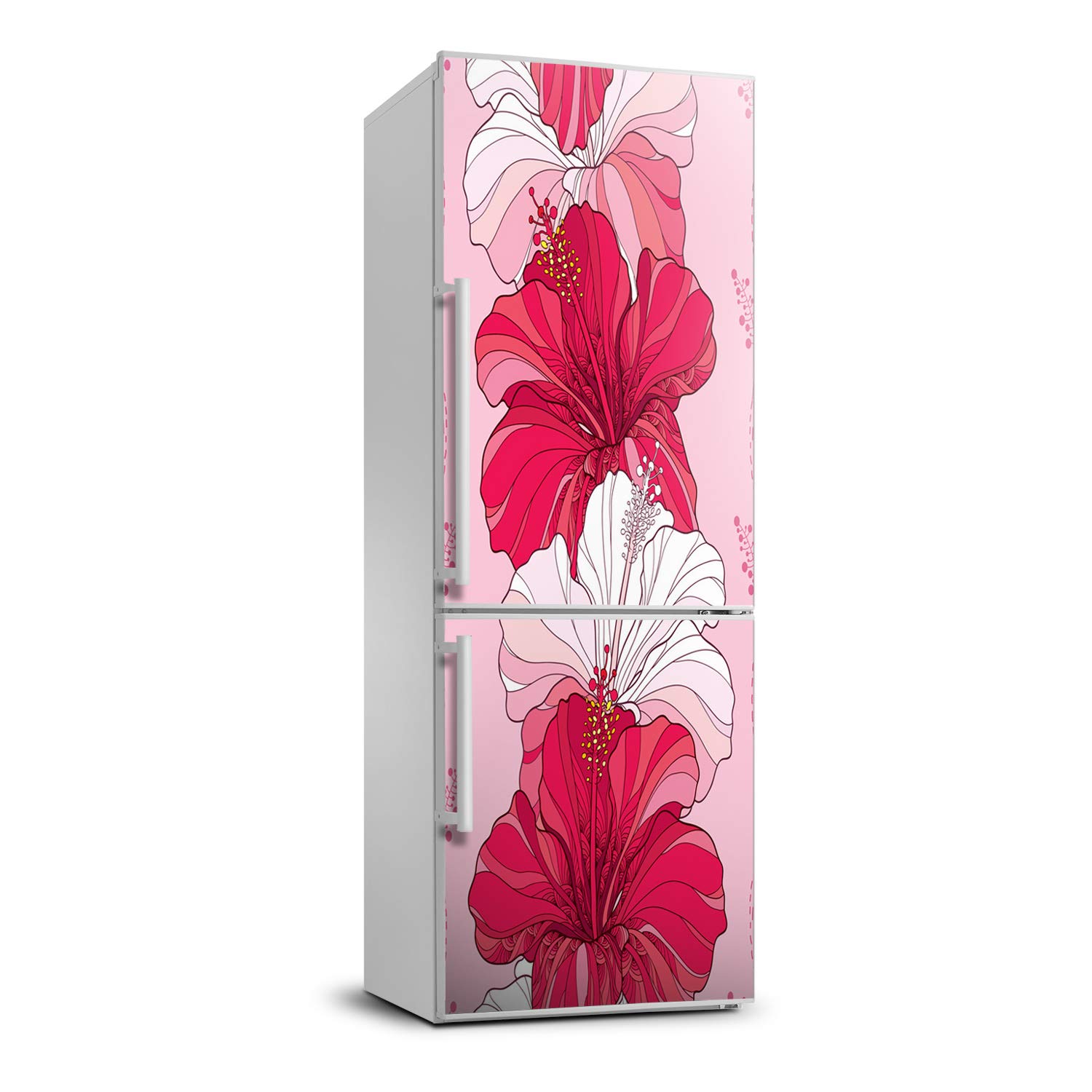 Vinilo para nevera de hibisco 60x180 cm película autoadhesiva para decorar la cocina