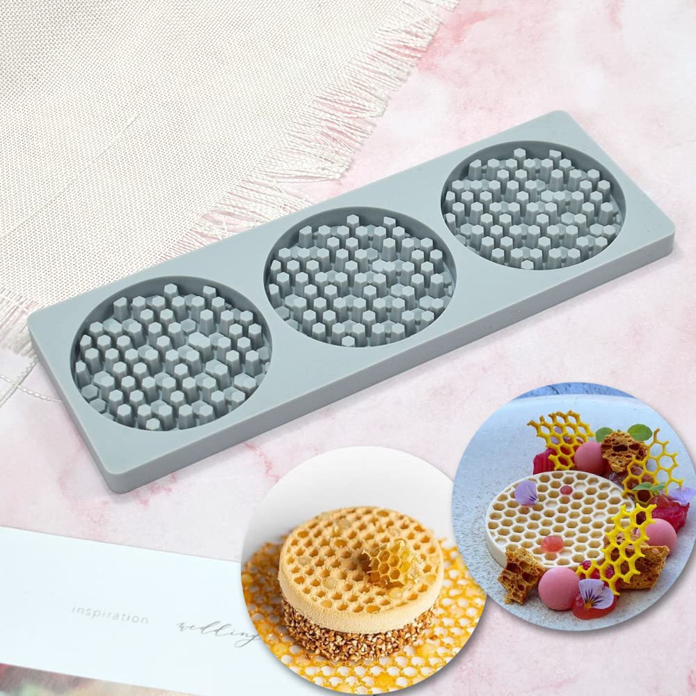 Cake Lace Mold, Silicone Lace Fondant Mold, Cukier Craft Impression Mold Jadalne ciasto Molecular Cuisine Dekorowanie, 3 otwory okrągłe Hiv